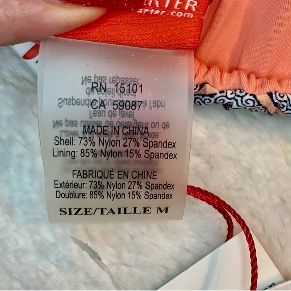 NWT Red Carter Bikini Top Medium Boho Geometric Pattern Nylon Spandex Padded New - Picture 14 of 15